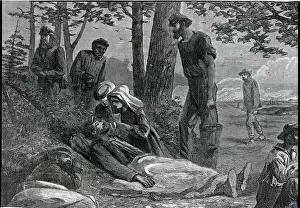 Healing Prints: Woodcut Of Christians In Field;Civil War