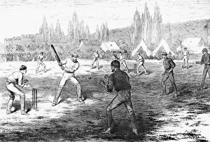 Woodcut of a Cricket Match