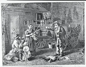 Peddler Prints: Woodcut Depicting a Yankee Peddler Selling His Goods