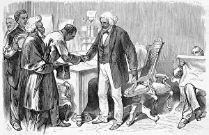 Woodcut of Federick Douglass in His Office in Washington, DC