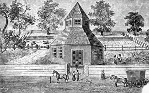 Everyday Scene Prints: Woodcut of the First Burlington Meeting House
