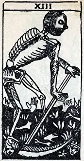 Scythe Prints: Woodcut Of The Grim Reaper