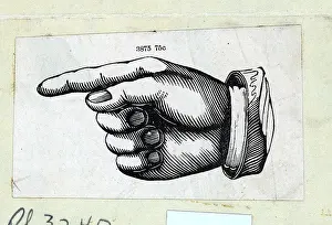 Fingers Prints: Woodcut Of Hand W/Pointing Finger