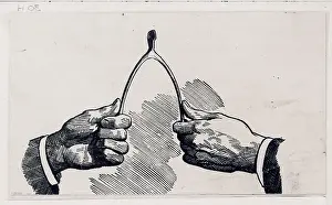 Superstition Prints: Woodcut/Hands Pulling Wishbone