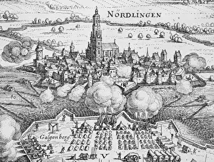 Woodcut Illustration of the Battle of Nordlingen in Bavaria
