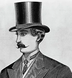 Woodcut Of Man In Top Hat