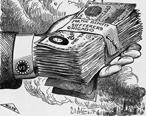 Fundraiser Prints: Woodcut Of Man Holding A Stack Of Money