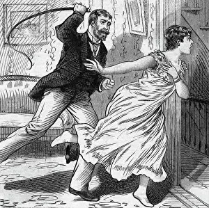 Violence Prints: Woodcut of a Man Whipping His Wife