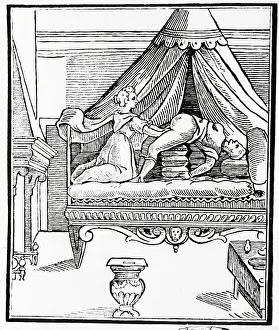 Reclining Prints: Woodcut of a Midwife Assisting a Childbirth