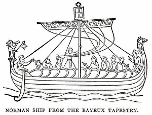 Images Dated 25th December 2019: woodcut of Norman ship from Bayeux Tapestry