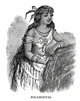 Images Dated 25th December 2019: woodcut of Pocahontas