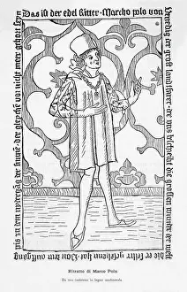 Language Prints: Woodcut Portrait of Marco Polo