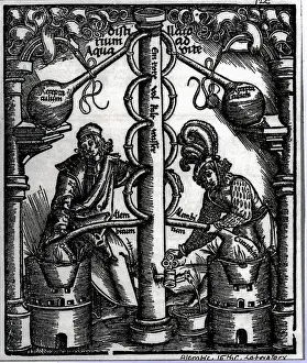 Laboratory Prints: Woodcut Showing Elaborate Laboratory