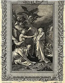 Woodcut of Witch of Endor Conjuring up Samuel for Saul