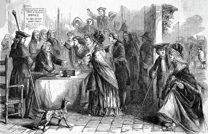 New Jersey Prints: Woodcut of Women Casting Votes in New Jersey