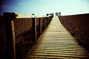 Bank Collection: Wooden boardwalk to Chesil Beach