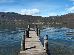 Images Dated 14th April 2016: Wooden Dock On Lake Orta In Northern Italy