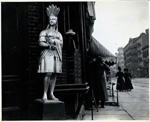 Pedestrian Prints: Wooden Native American Store Statue