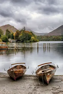 Waters Edge Prints: Wooden Row Boats At Derwentwater in the English Lake District