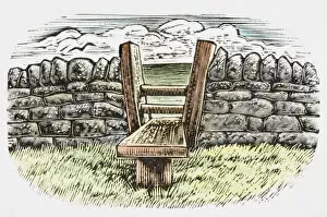 Images Dated 11th January 2007: Wooden stile in stone wall enclosing a field