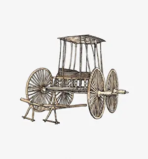 Former Soviet Union Prints: Wooden wagon from grave, Pazyryk, Siberia