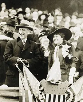 3 4 Face Prints: Woodrow Wilson Attending Game with Mrs. Galt