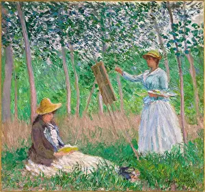 Read Prints: In the Woods at Giverny: Blanche Hoschedé at Her Easel with Suzanne Hoschedé Reading