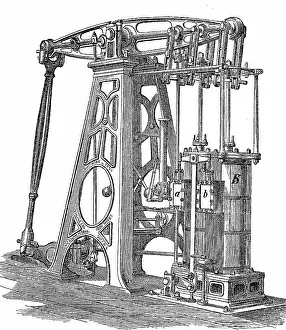 Businesses Prints: Woolsche Balanciermaschine, regular standing steam engine