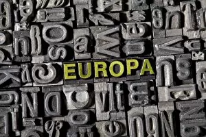 Images Dated 1st March 2012: The word Europa, made of old lead type