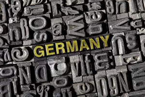 The word Germany, made of old lead type
