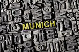 The word Munich, made of old lead type