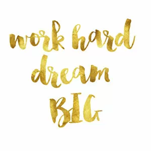 Images Dated 20th November 2018: Work hard dream big gold foil message