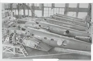 Seattle Prints: Workers and Airplanes in Interior of Boeing Plant