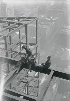 Caution Prints: Workers Building High Rise