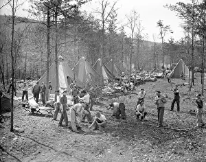 Workers Cleaning up Campsite