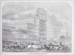 Hyde Park Prints: Workers Gardening in Front of Large Building