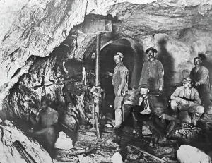 Mine Prints: Workers In Gold Mine