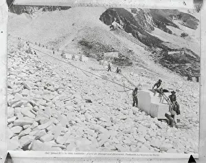 Workers on Hillside of Marble Quarry