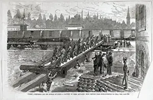 Artillery Prints: Workers Load Siege Battery On Train