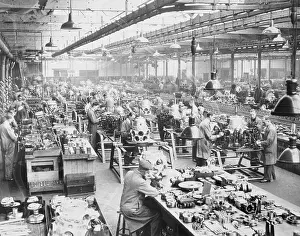 Workers Making Engines for Airplanes in Factory