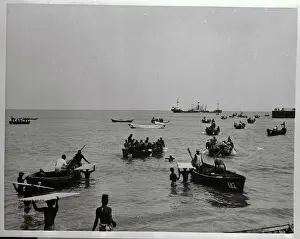 Accra Prints: Workers Men Unloading Small Boats