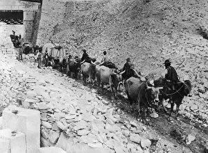 Workers Moving Excavated Marble From Work Site