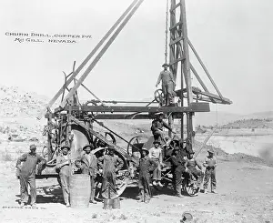 Laborer Prints: Workers Near And On Drill In Nv Ca 1880