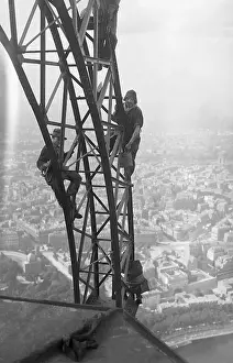 Steel Prints: Workers Painting the Eiffel Tower