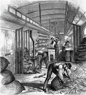 Sorting Prints: Workers In Postal Railroad Car