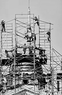 Huty31922 Prints: Workers Prepare Copper Spire