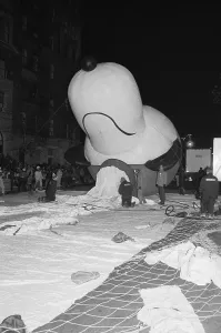 Thanksgiving Day Prints: Workers Preparing Macy's Thanksgiving Day Parade Float