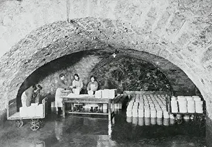 Cheese Prints: Workers Pricking Cheese