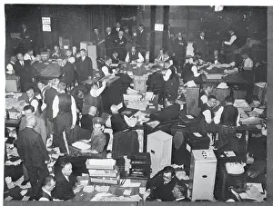 Saarland Prints: Workers Tallying Votes in Saar Plebiscite