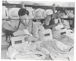Asbestos Prints: Workers Using Asbestos Cloth
